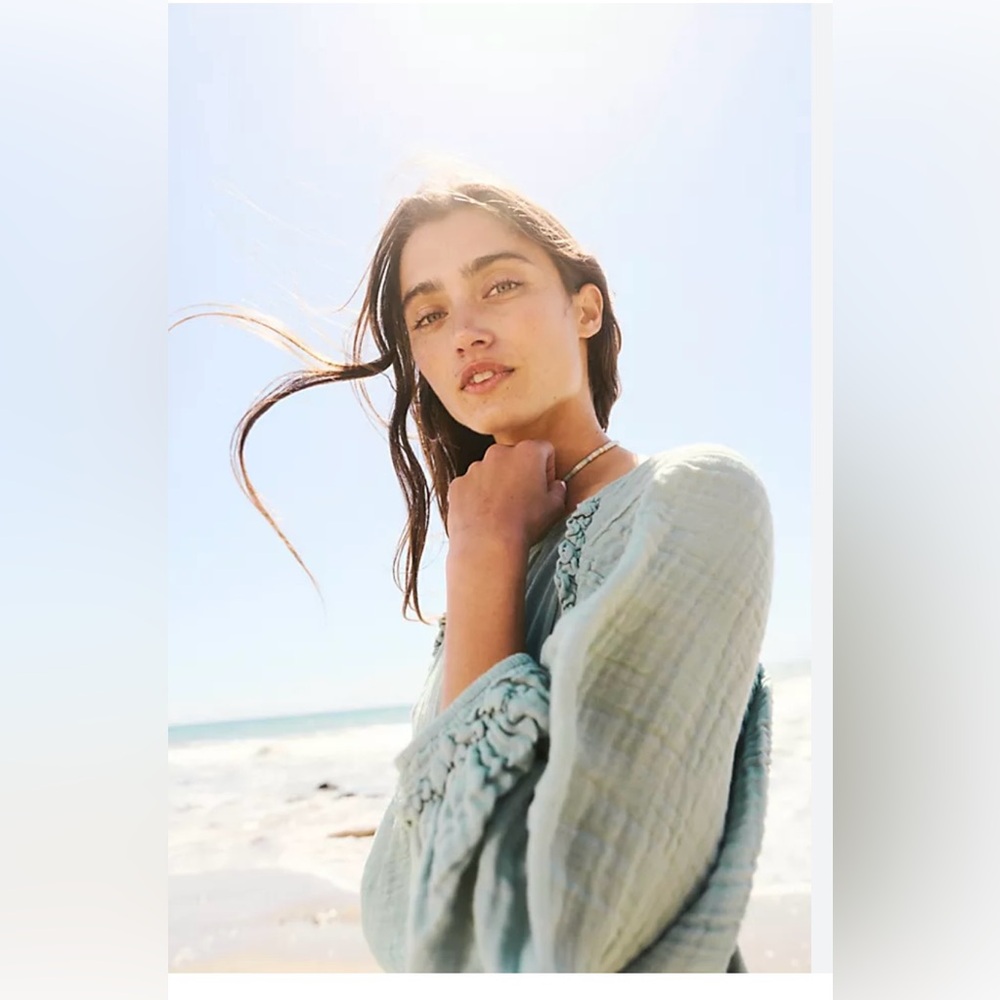 CAL STYLE BLUEISH TEAL BOHEMIAN BLOUSE ….727